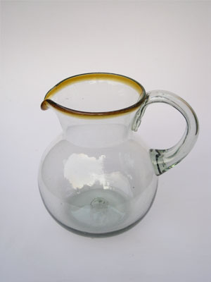 Borde Color Ambar al Mayoreo / Jarra de vidrio soplado con borde color ámbar / Ésta clásica jarra es perfecta para servir cualquier tipo de bebidas refrescantes.